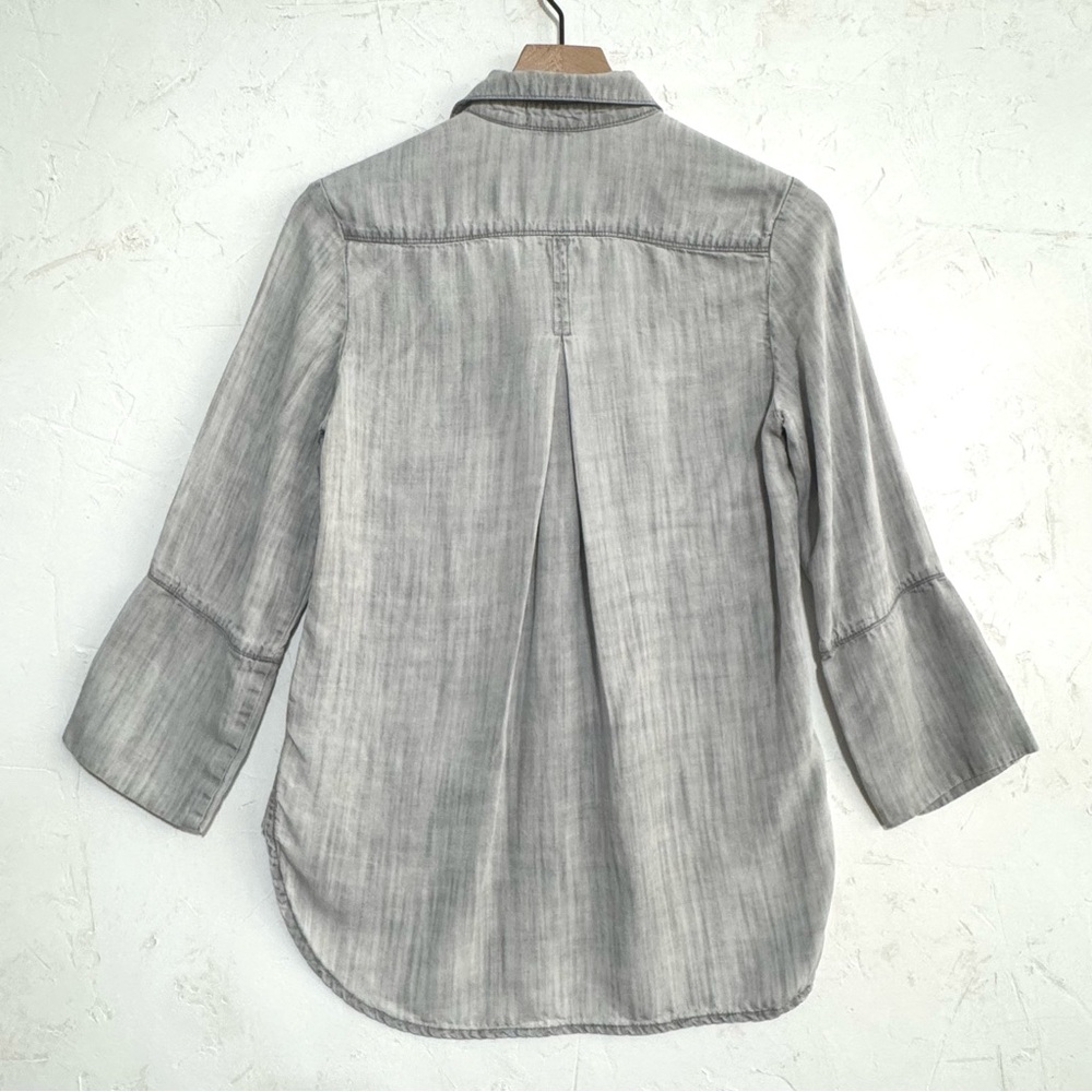 Cloth & Stone Washed Gray Tencel Button-Up Shirt, Hi-Low Hem – XS - Picture 6 of 7